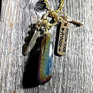 Pretty boho prism crystal rock charm pendant